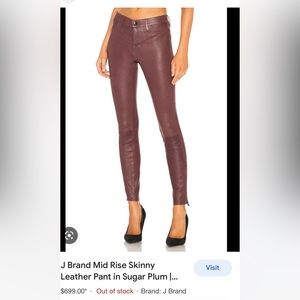 J Brand  Maroon Lamb leather pants